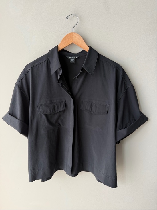 Athleta Tops - Athleta Black Short-Sleeve Button Front Utility Shirt